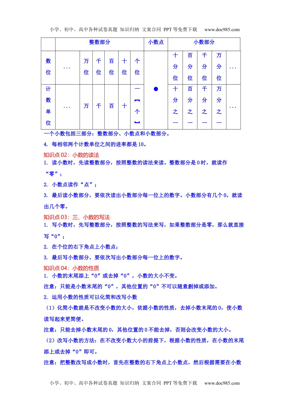 第四单元  小数的意义和性质（教师版）（讲义）-2022-2023学年四年级数学下册热点难点一网打尽单元复习讲义（人教版）.docx