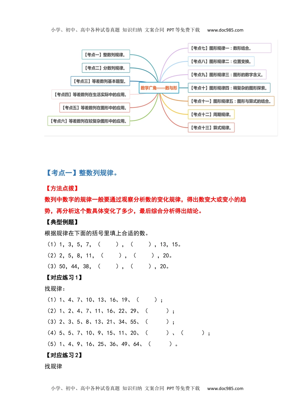 六年级数学上册典型例题系列之第八单元数学广角—数与形（原卷版）.docx