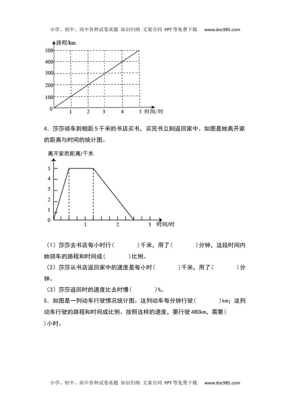 2021-2022学年六年级数学下册典型例题系列之第四单元：正比例和反比例在图表中的应用专项练习（原卷版）人教版.docx