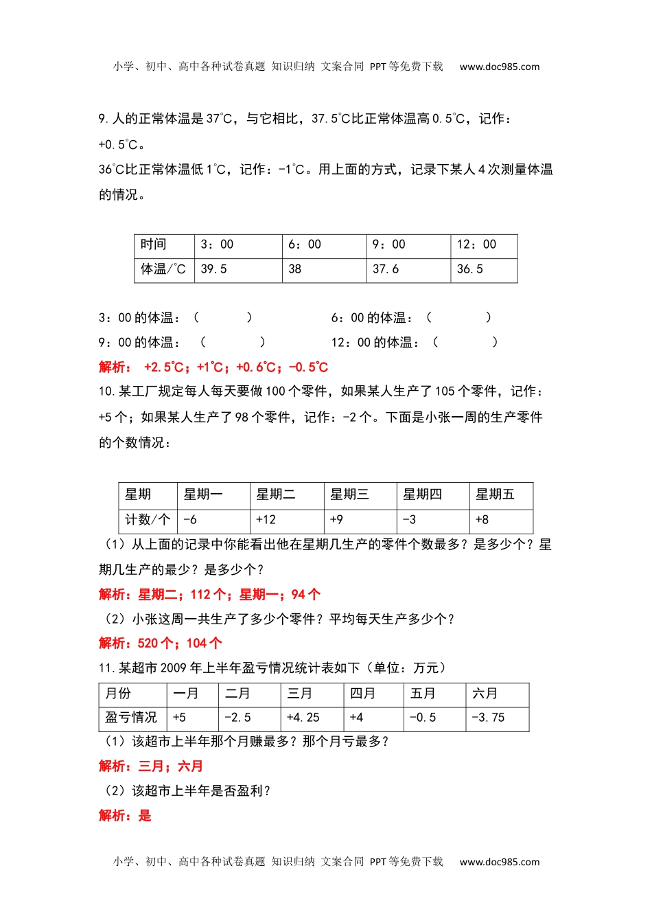 2021-2022学年六年级数学下册典型例题系列之第一单元负数专项练习（解析版）.docx