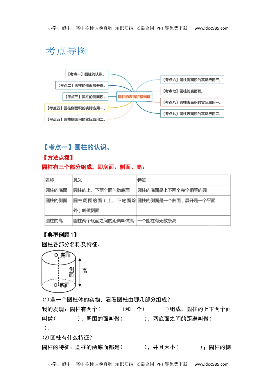 第三单元圆柱的表面积基础篇-2022-2023学年六年级数学下册典型例题系列（解析版）人教版.docx