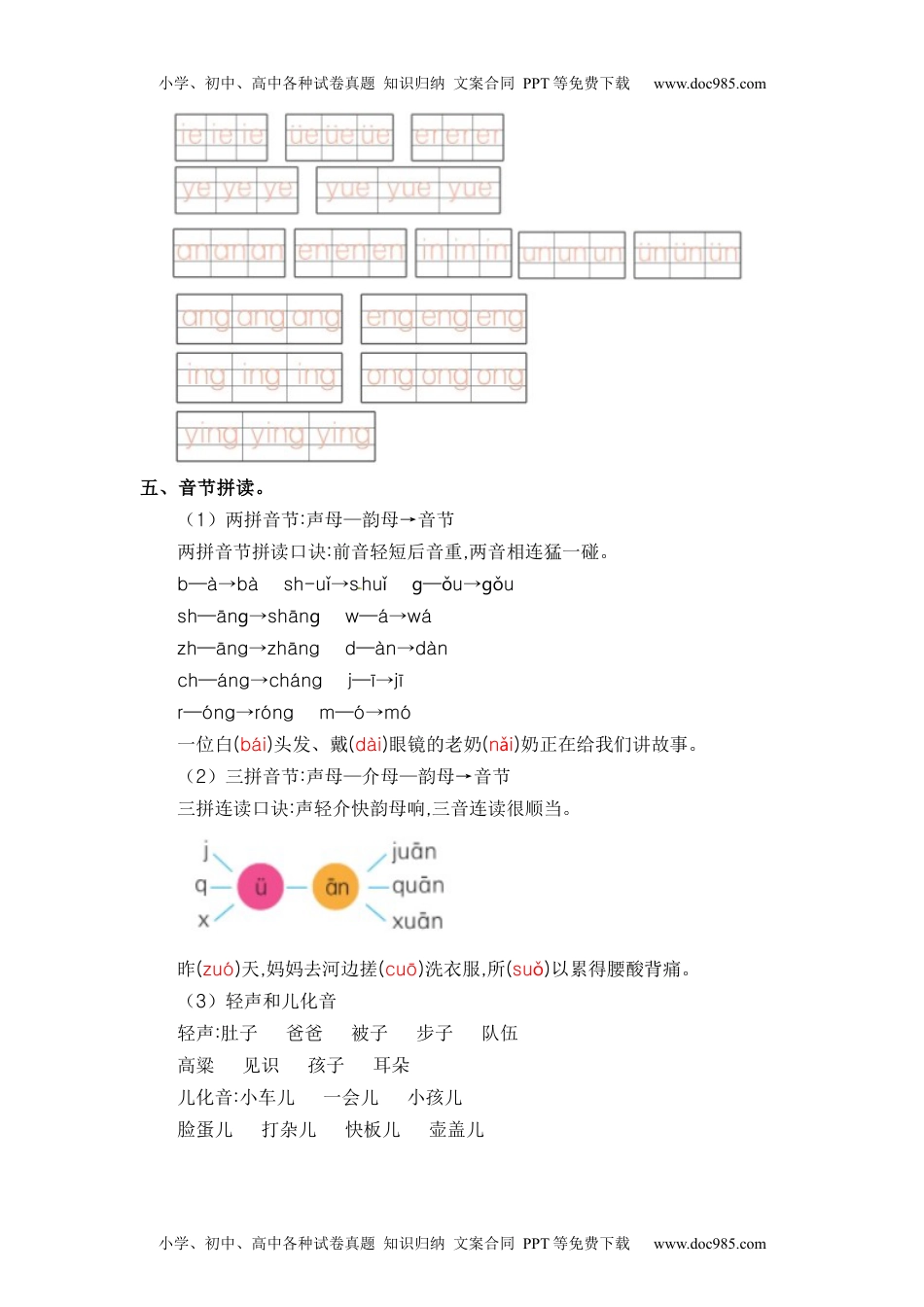 小学一年级语文上册第3单元（知识梳理+检测）（含答案）-2023年一年级语文上册单元复习讲义.docx