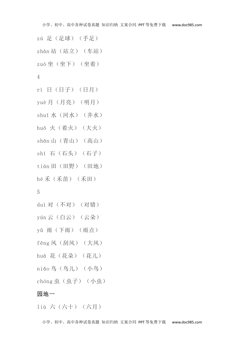 小学一年级语文上册识字表生字组词带拼音.docx