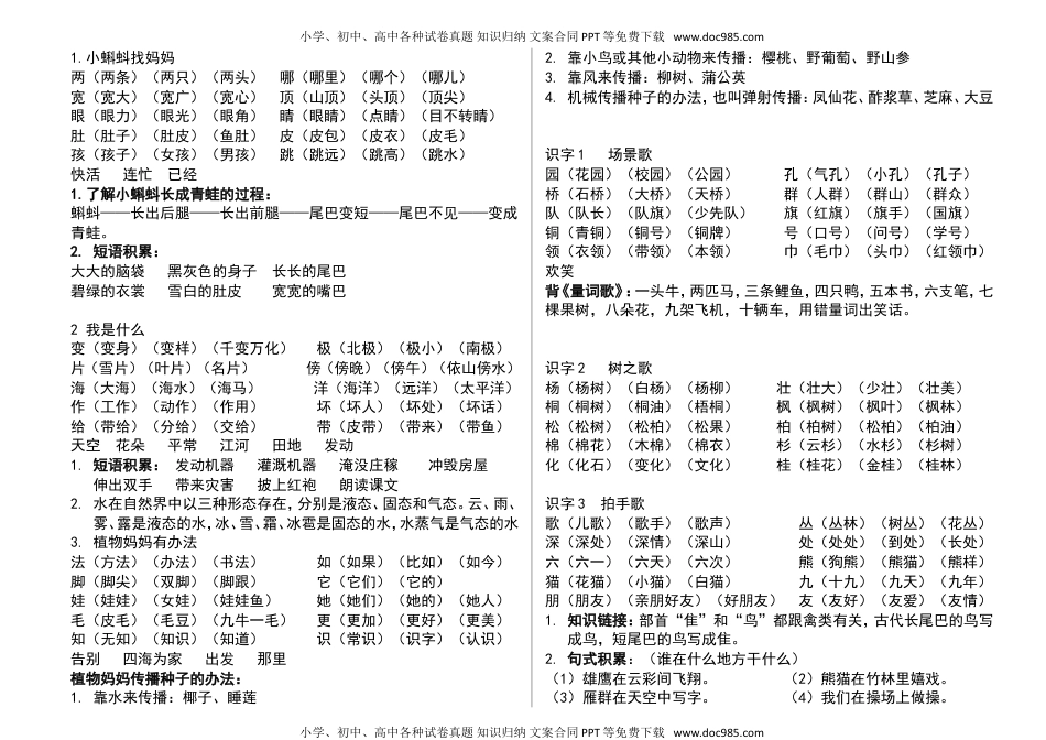 小学二年级语文上册全册词语及知识点.doc