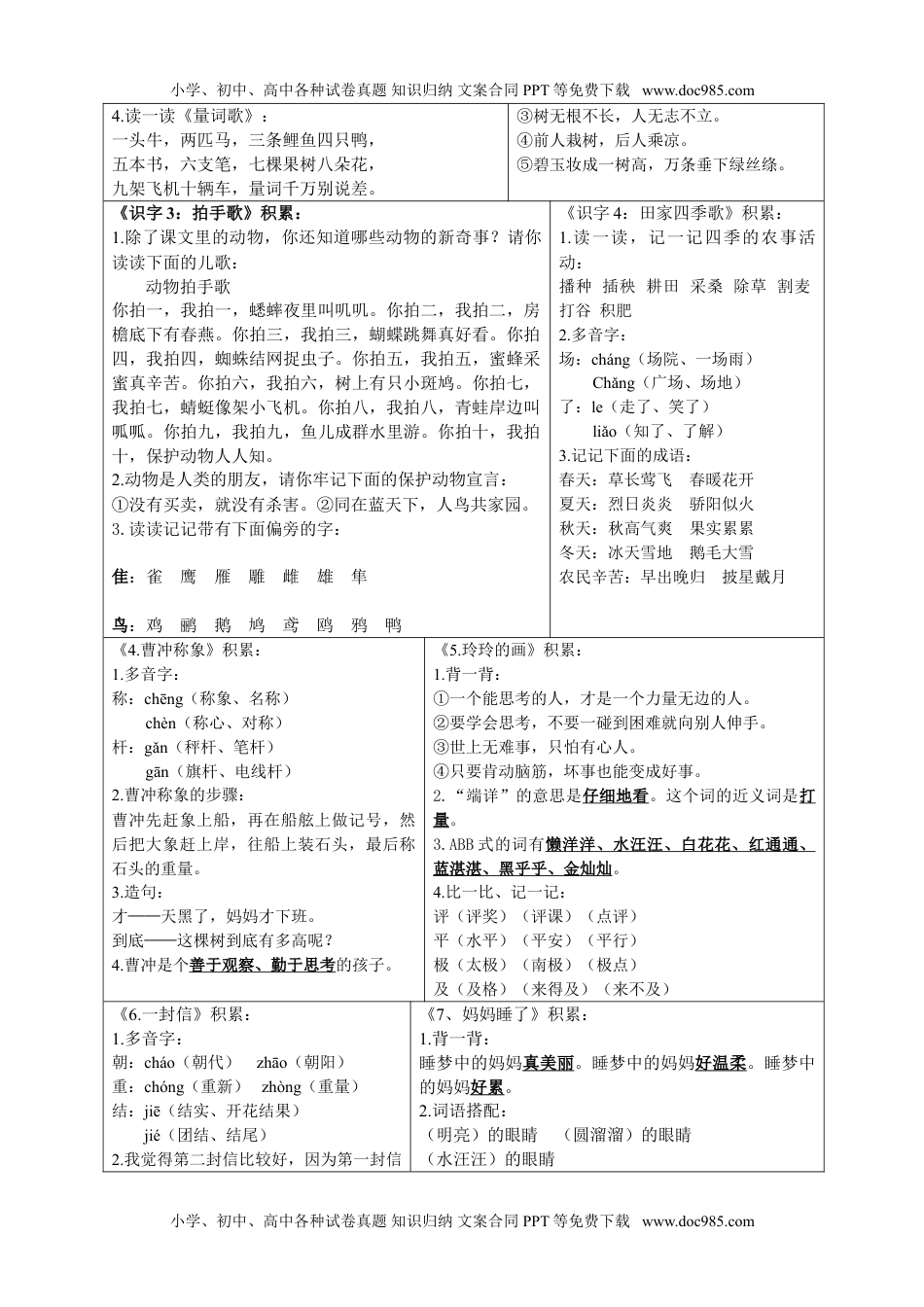 小学二年级语文上册全册知识点.doc