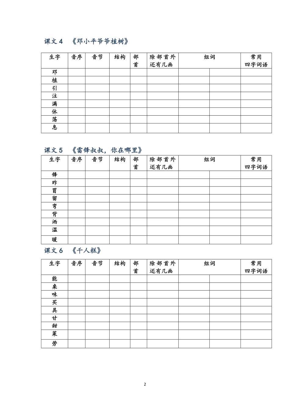 小学二年级下册语文生字预习表.pdf