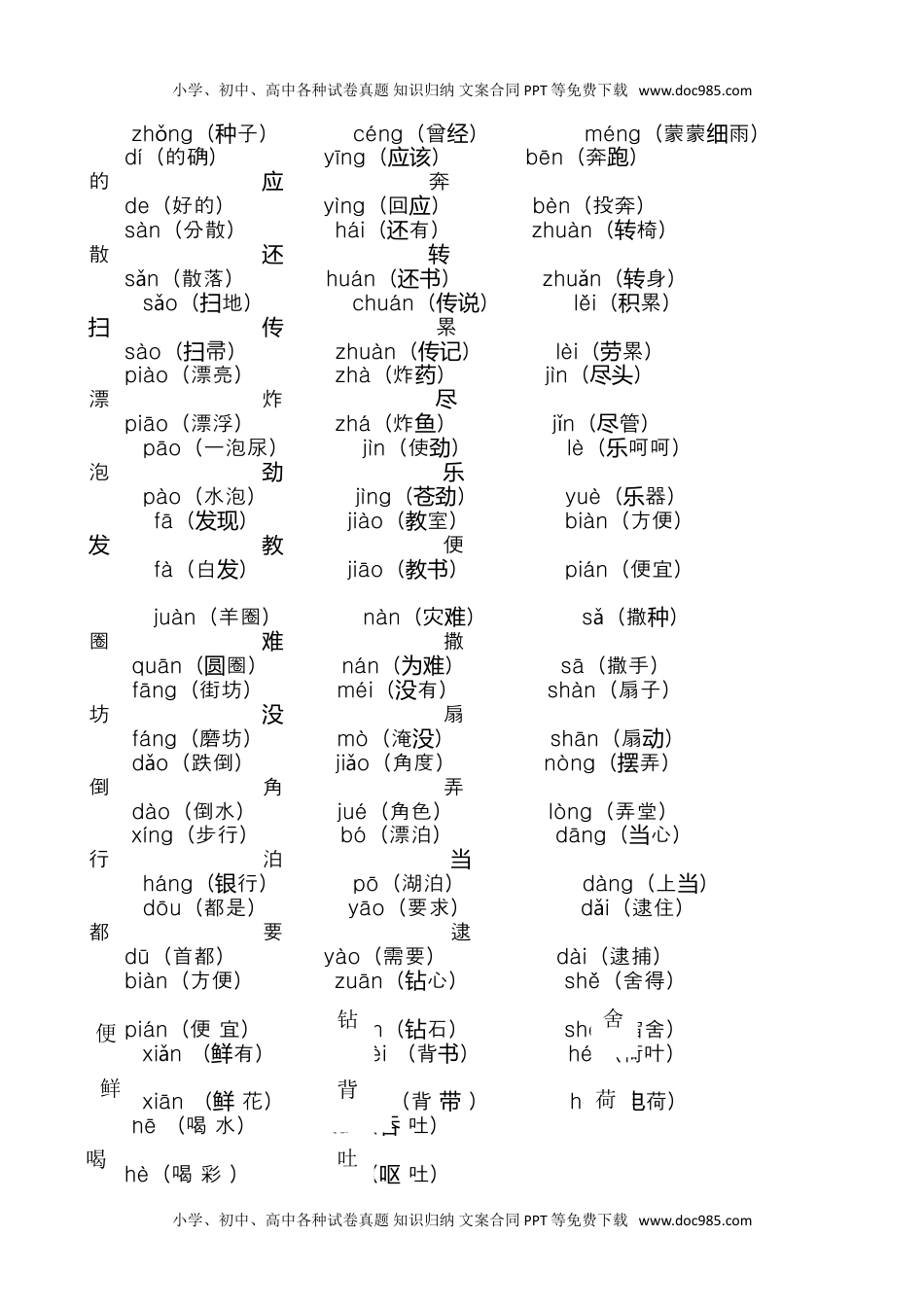 小学语文二年级下册期末总复习资料.doc