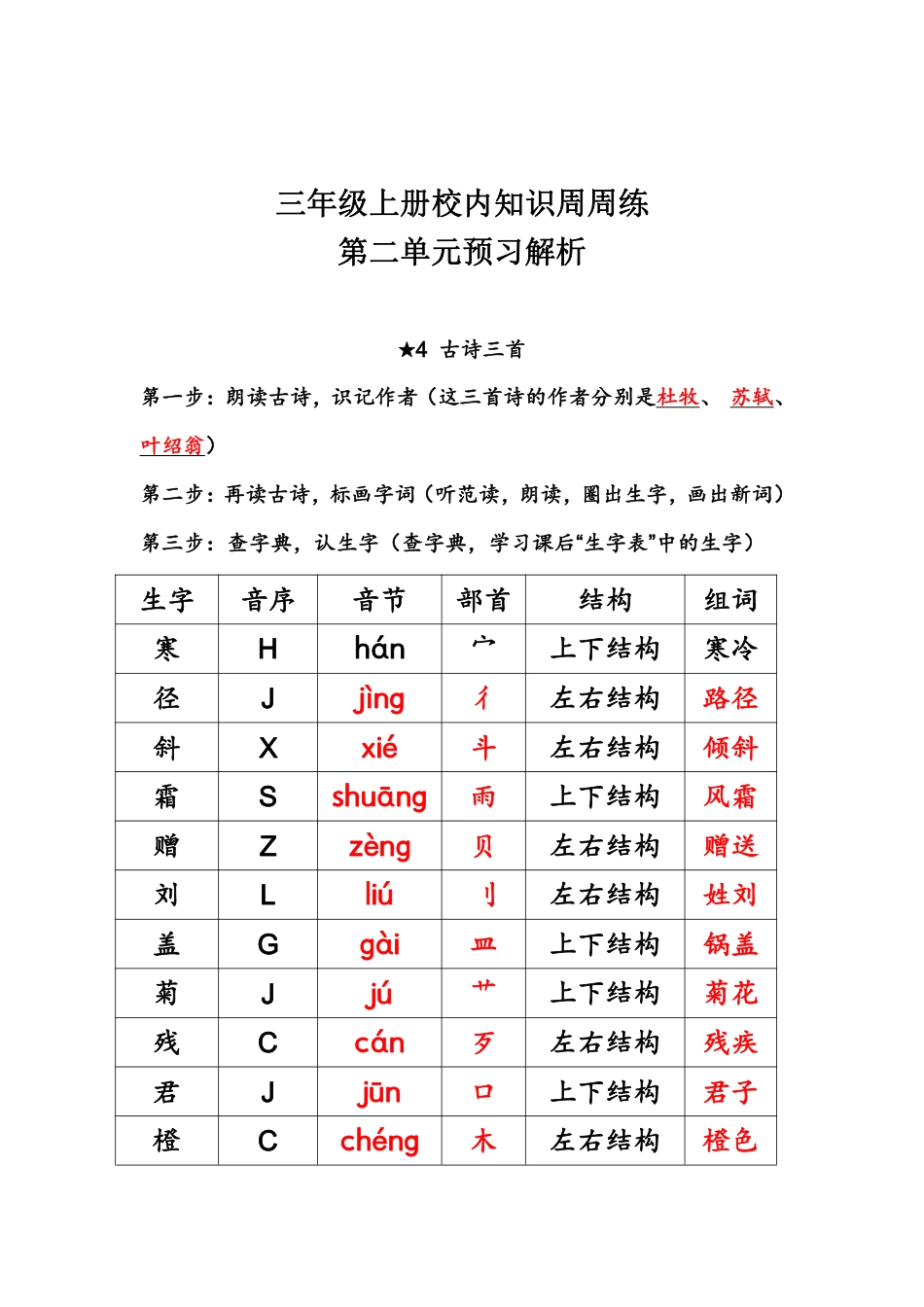 【语文基本功训练营】—三年级上册校内知识周周练第2单元预习解析（部编版）(1).pdf