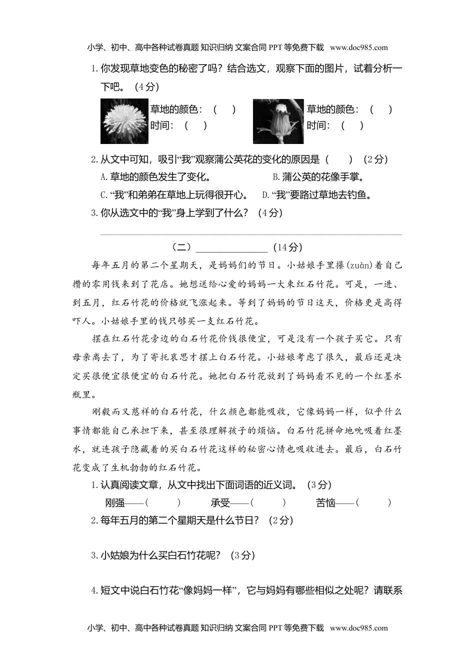 小学语文三年级上册部编版三语上期末试卷3（含答案） (2).doc