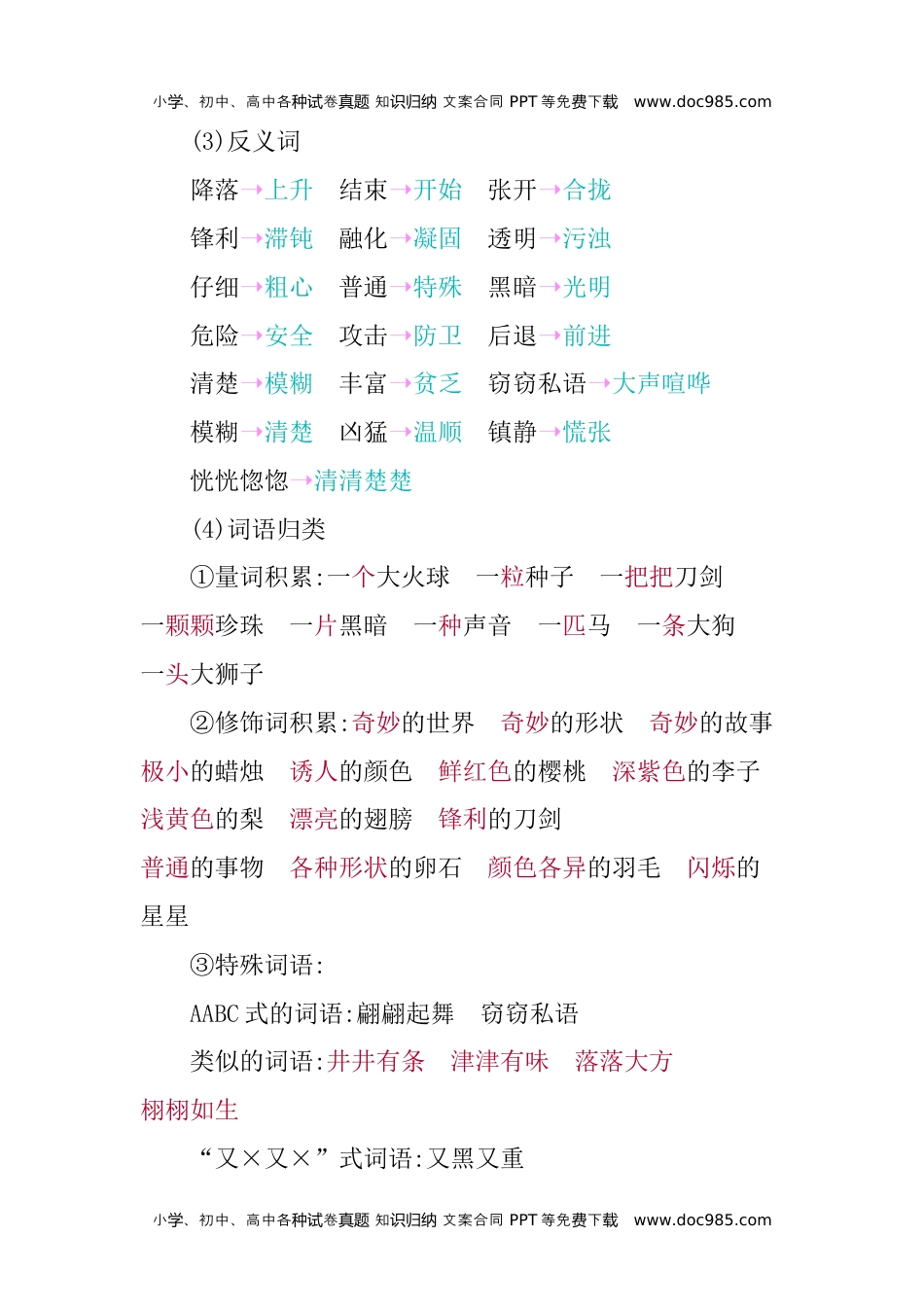 小学语文三年级下册第七单元知识小结 (2).docx