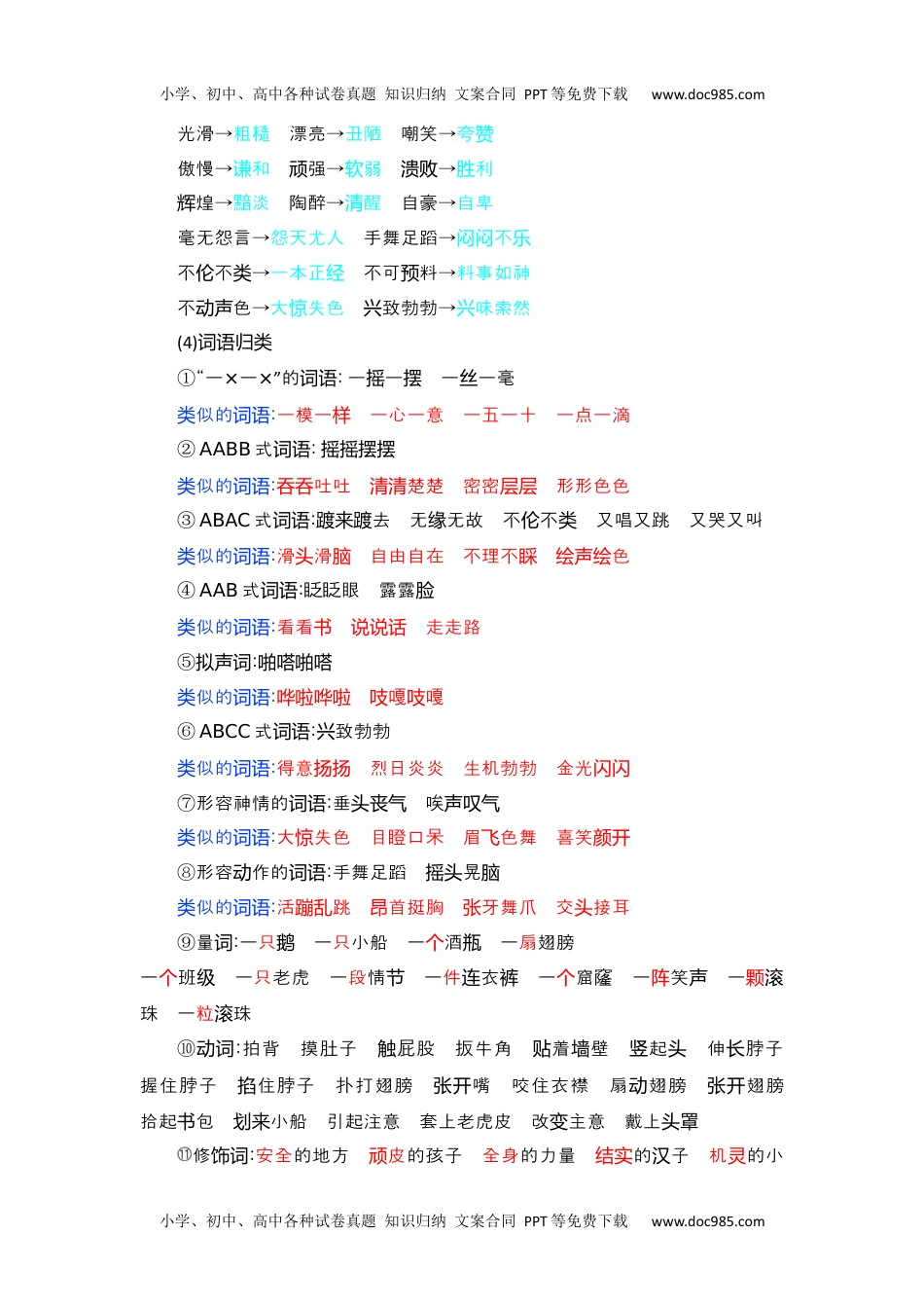 小学语文四年级上册第6单元知识小结.docx