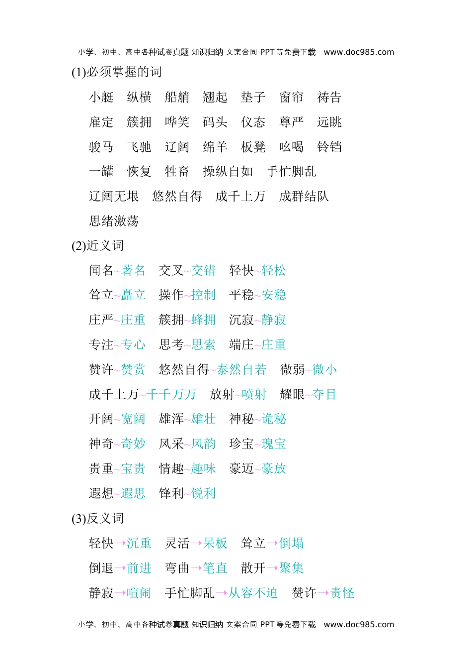 小学语文五年级下册第七单元知识小结_人教（部编版） (2).docx