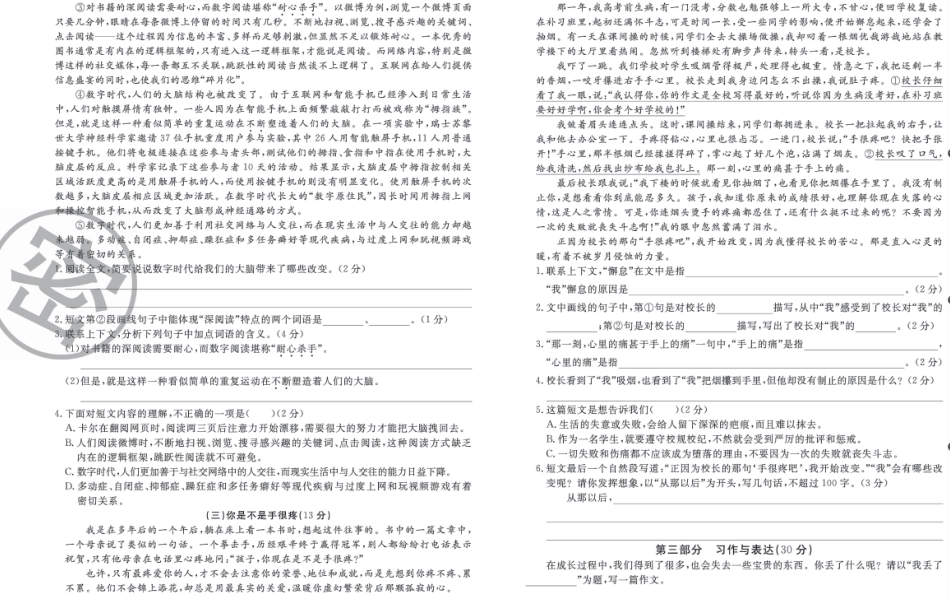 六年级下册语文部编版期末全真卷2.pdf