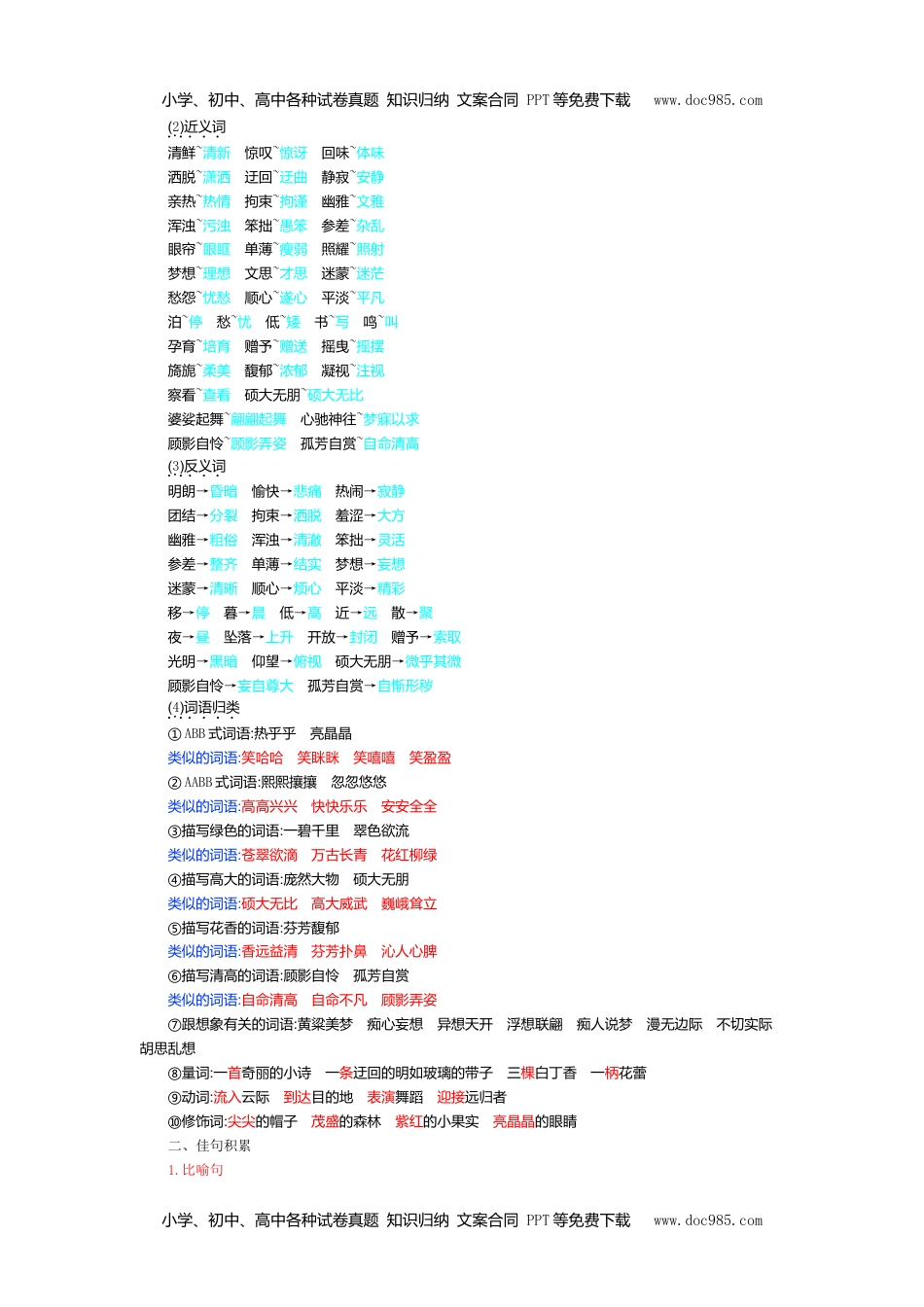 小学语文六年级上册第一单元知识小结 (1).doc