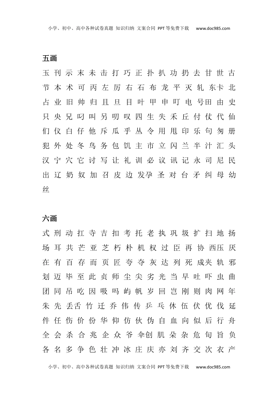 小学语文六年级下册小学生常用汉字表2500字.docx