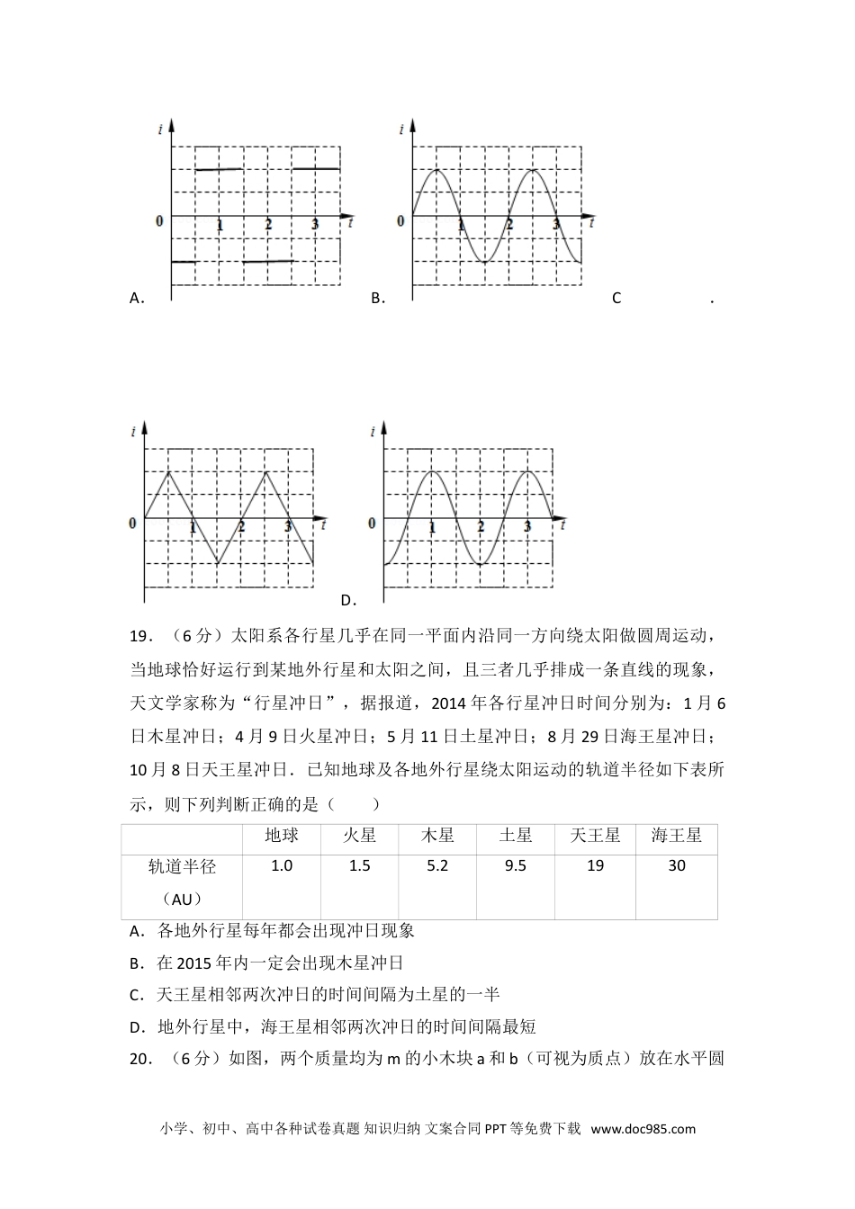 2014年全国统一高考物理试卷（新课标ⅰ）.doc