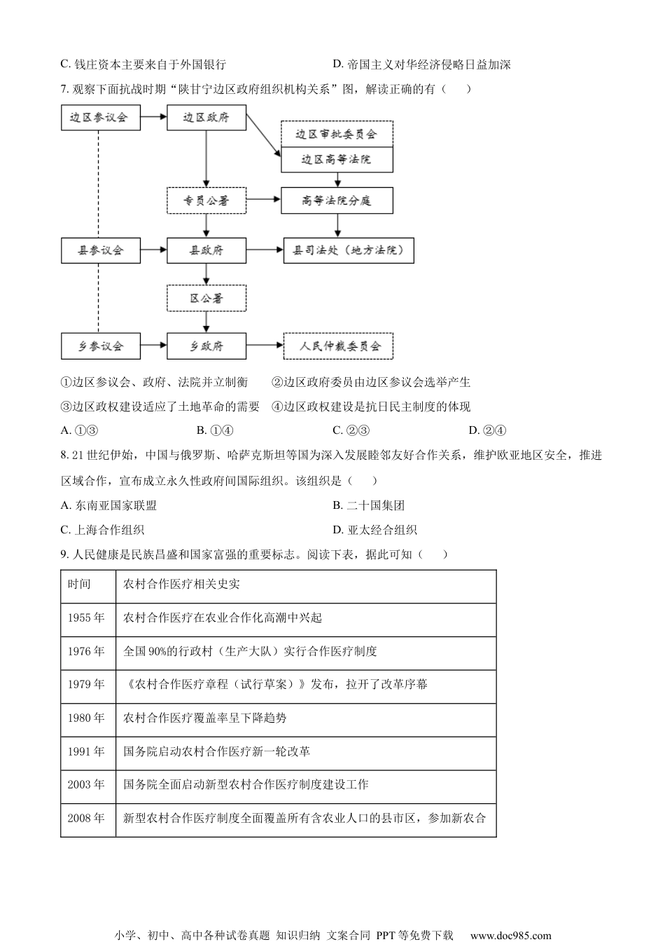 浙江省2023年6月普通高校招生选考科目考试历史试题.docx