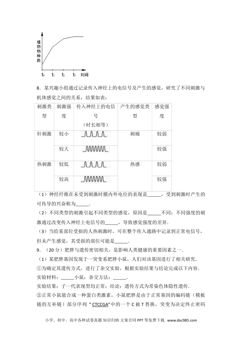 2014年重庆市高考生物试卷.doc