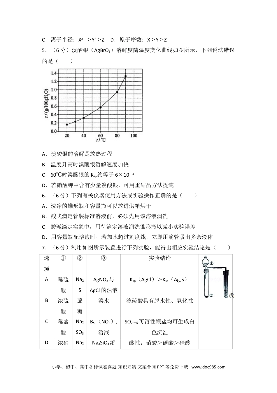 2014年全国统一高考化学试卷（新课标ⅰ）.doc