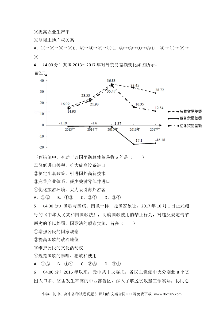 2018年全国统一高考政治试卷（新课标ⅲ）.doc