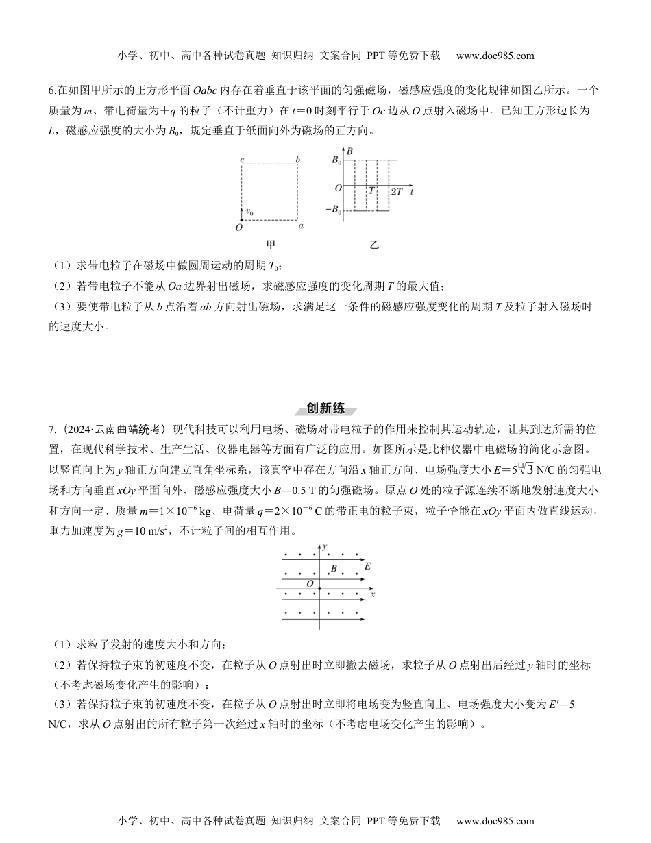 2025版《三维设计》一轮高中总复习 物理（提升版）素养提升19　带电粒子在叠加场、交变场中的运动.docx