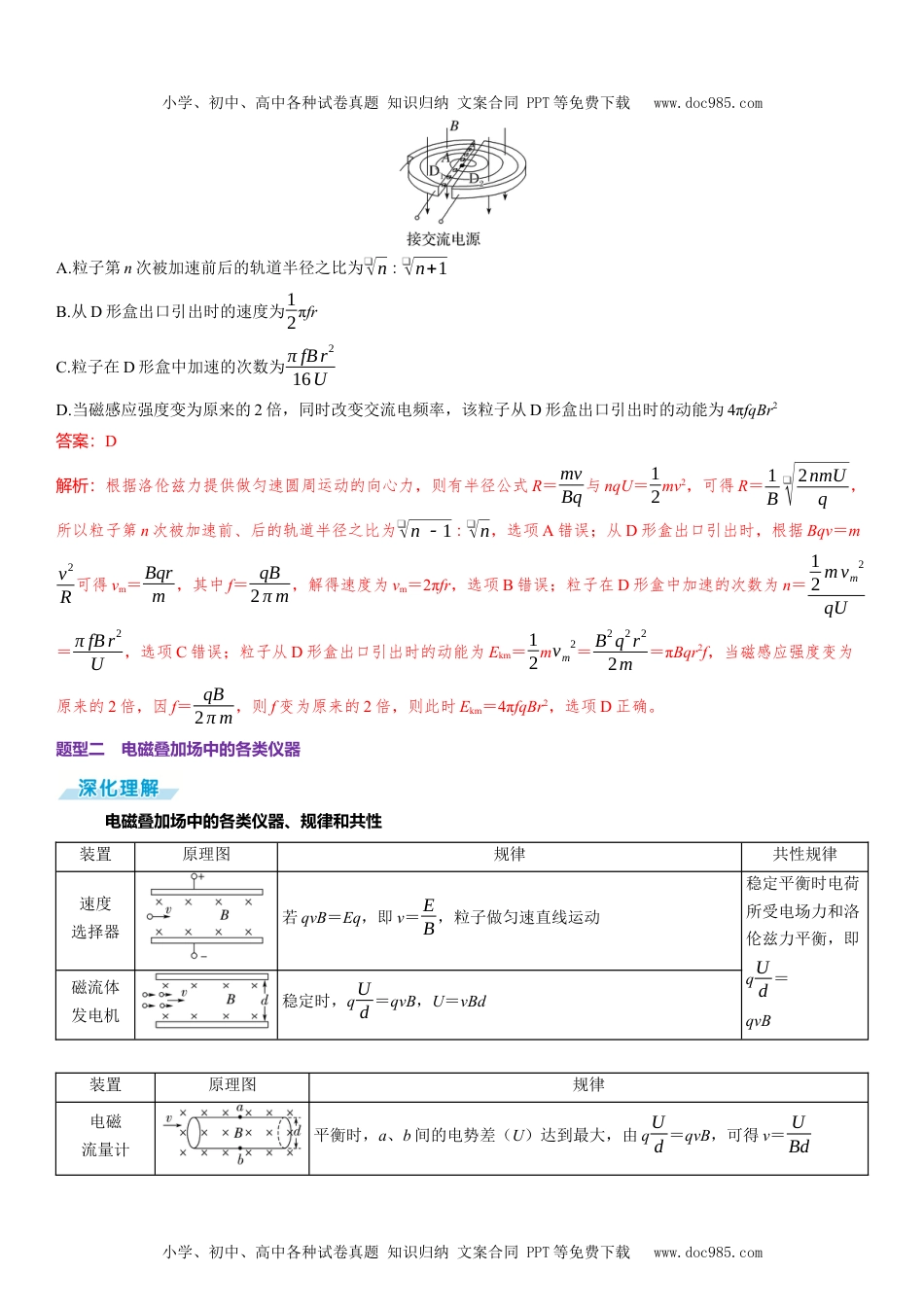 2025版《三维设计》一轮高中总复习 物理（提升版）素养提升20⇒洛伦兹力与现代科技.docx