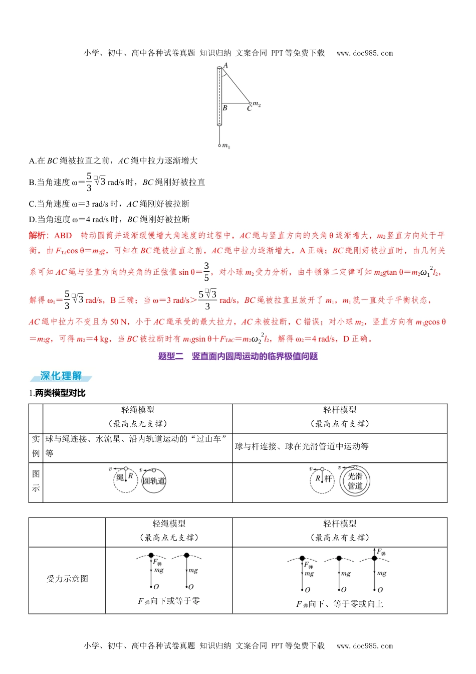 2025版《三维设计》一轮高中总复习 物理（提升版）素养提升9⇒圆周运动的临界极值问题.docx