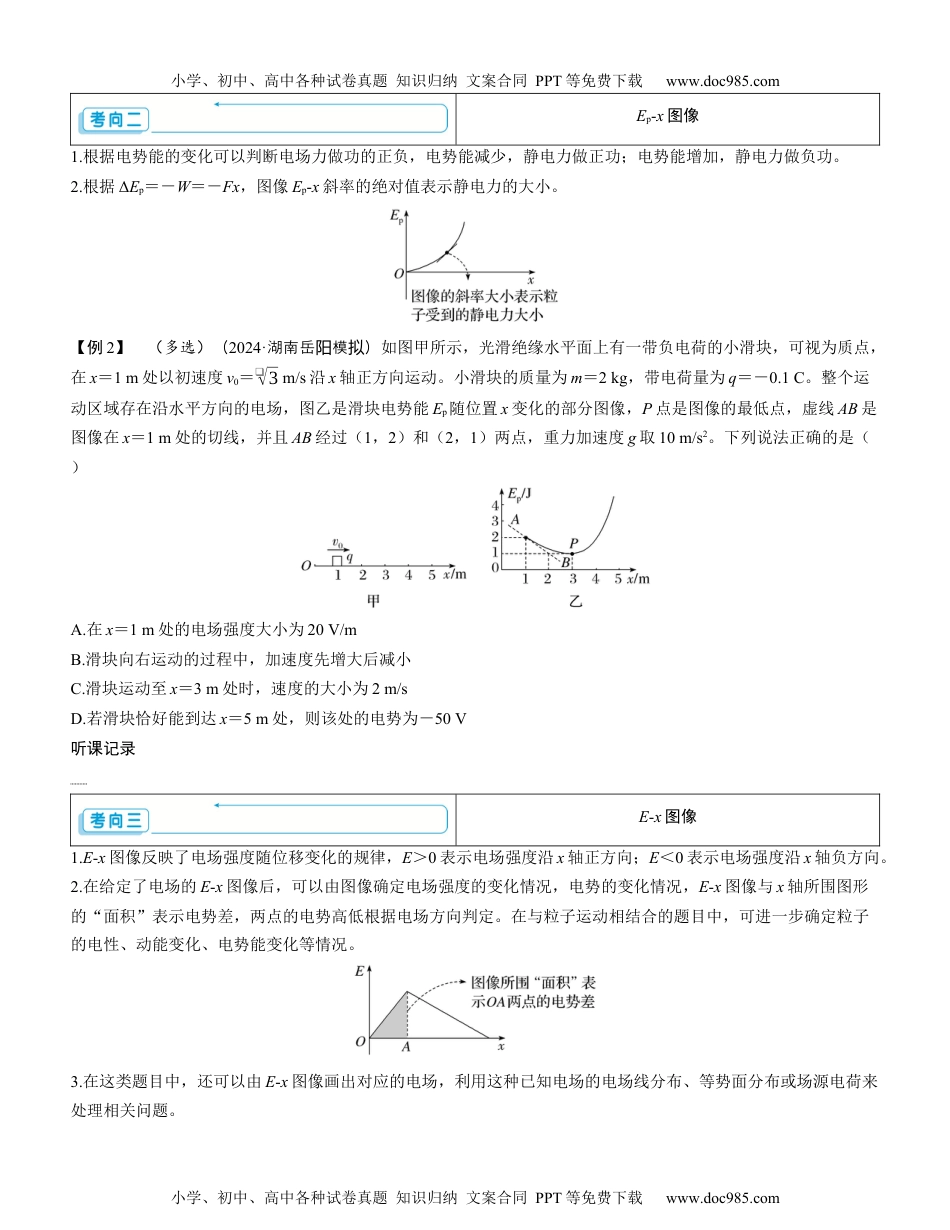 2025版《三维设计》一轮高中总复习 物理（提升版）素养提升14⇒电场中的图像问题及功能关系（学生版）.docx