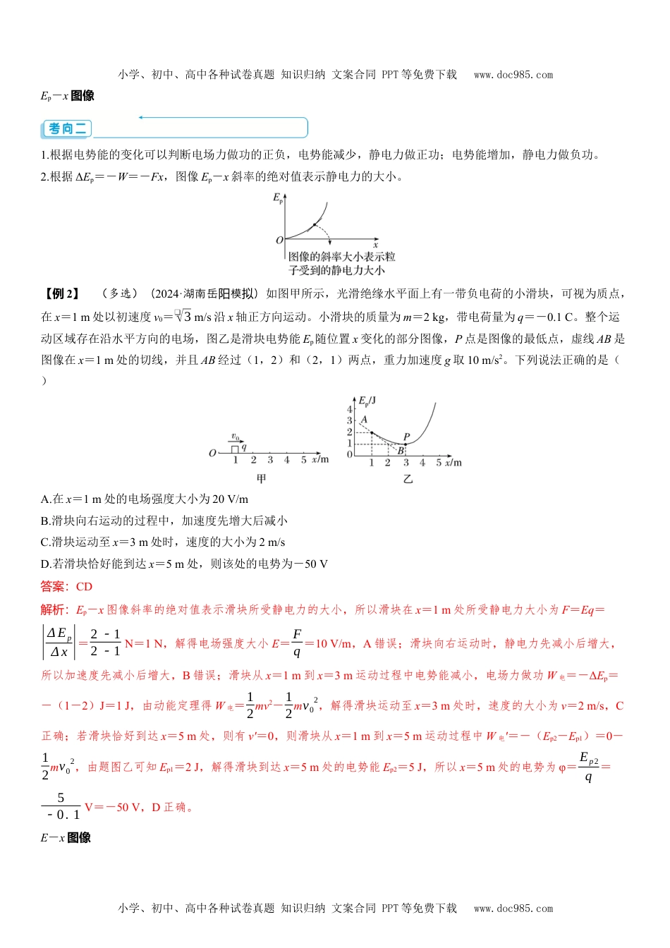 2025版《三维设计》一轮高中总复习 物理（提升版）素养提升14⇒电场中的图像问题及功能关系.docx