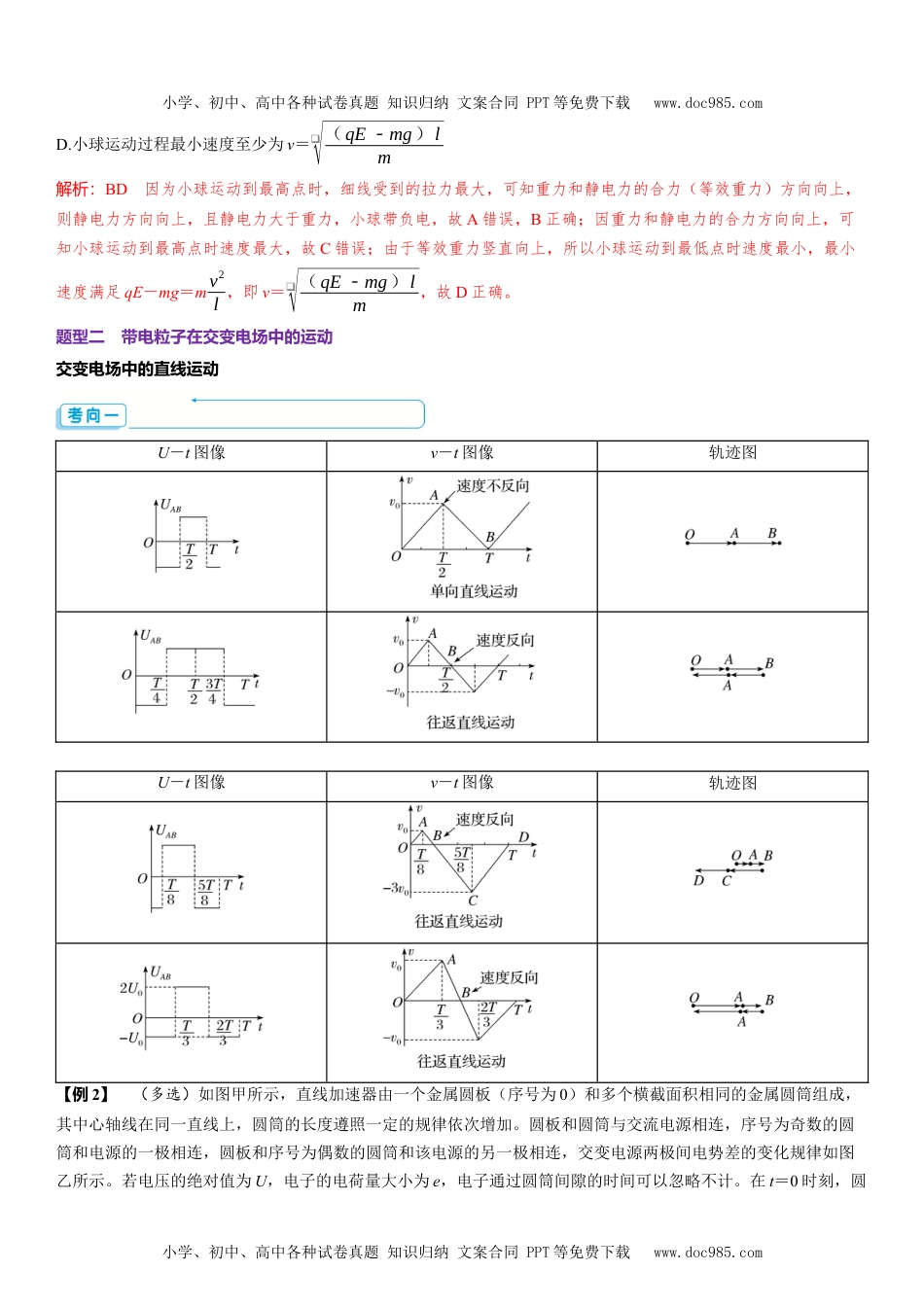 2025版《三维设计》一轮高中总复习 物理（提升版）素养提升15⇒带电粒子（体）在电场中运动的综合问题.docx