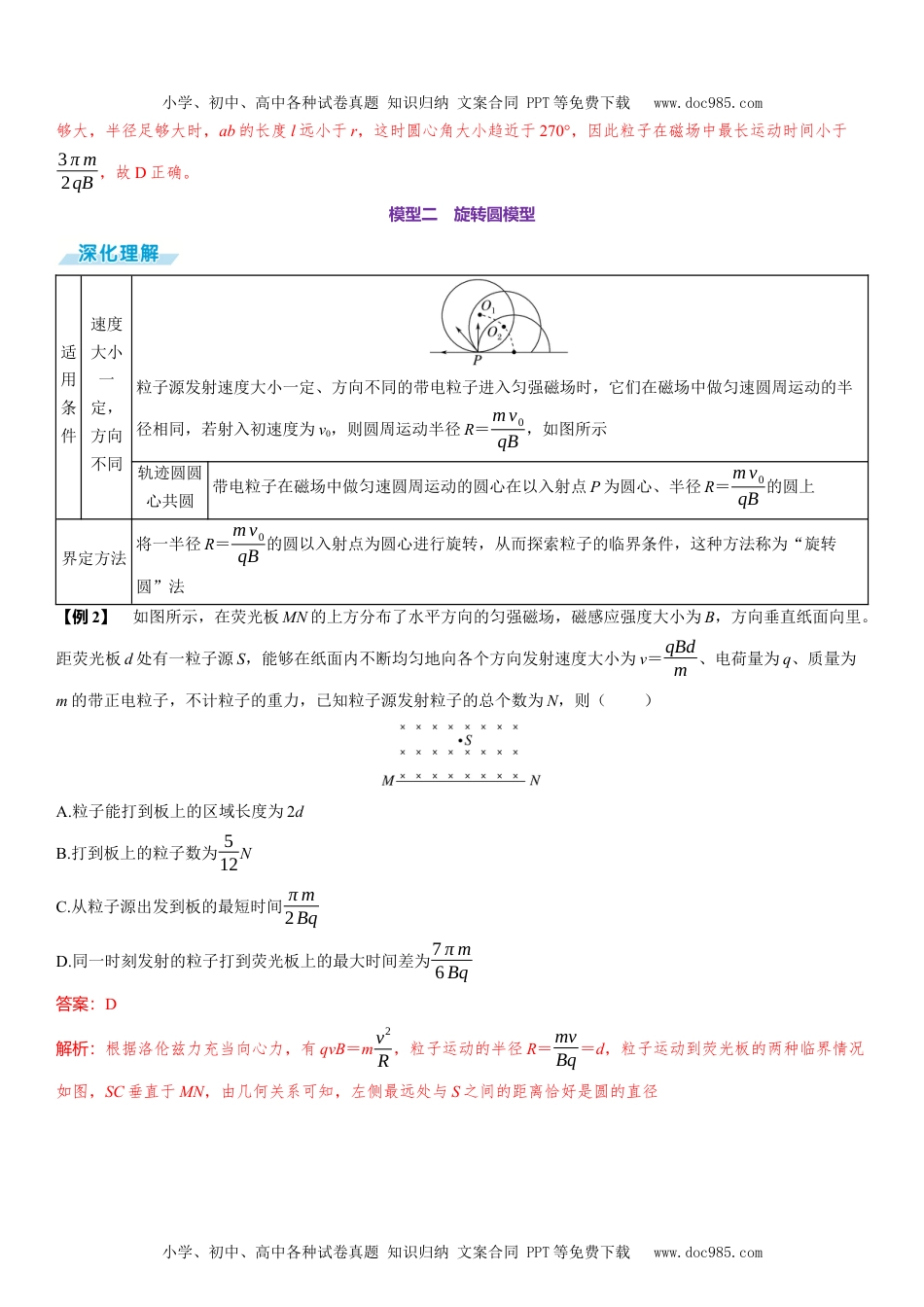 2025版《三维设计》一轮高中总复习 物理（提升版）素养提升17⇒磁场中的三类动态圆模型.docx