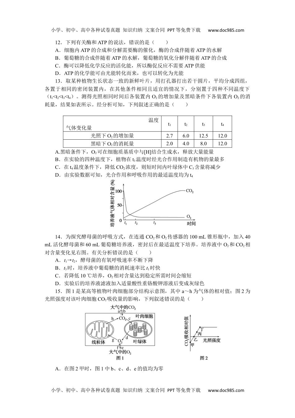 2023生物学·必修1第5章检测卷.docx