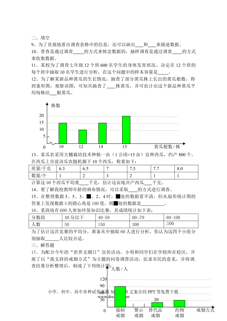 七年级数学下册10.1　统计调查　检测题2.doc