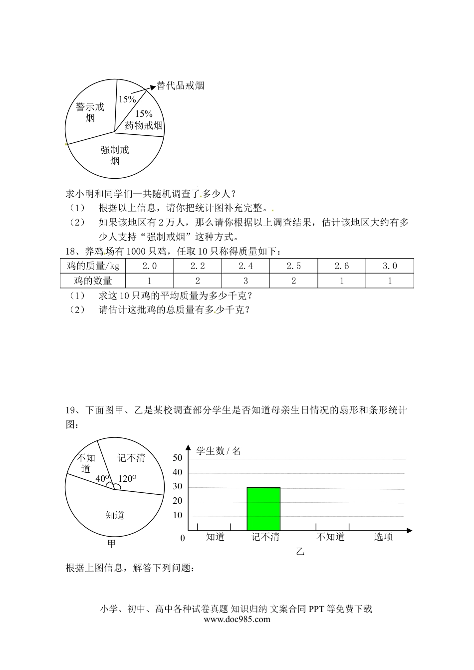 七年级数学下册10.1　统计调查　检测题2.doc