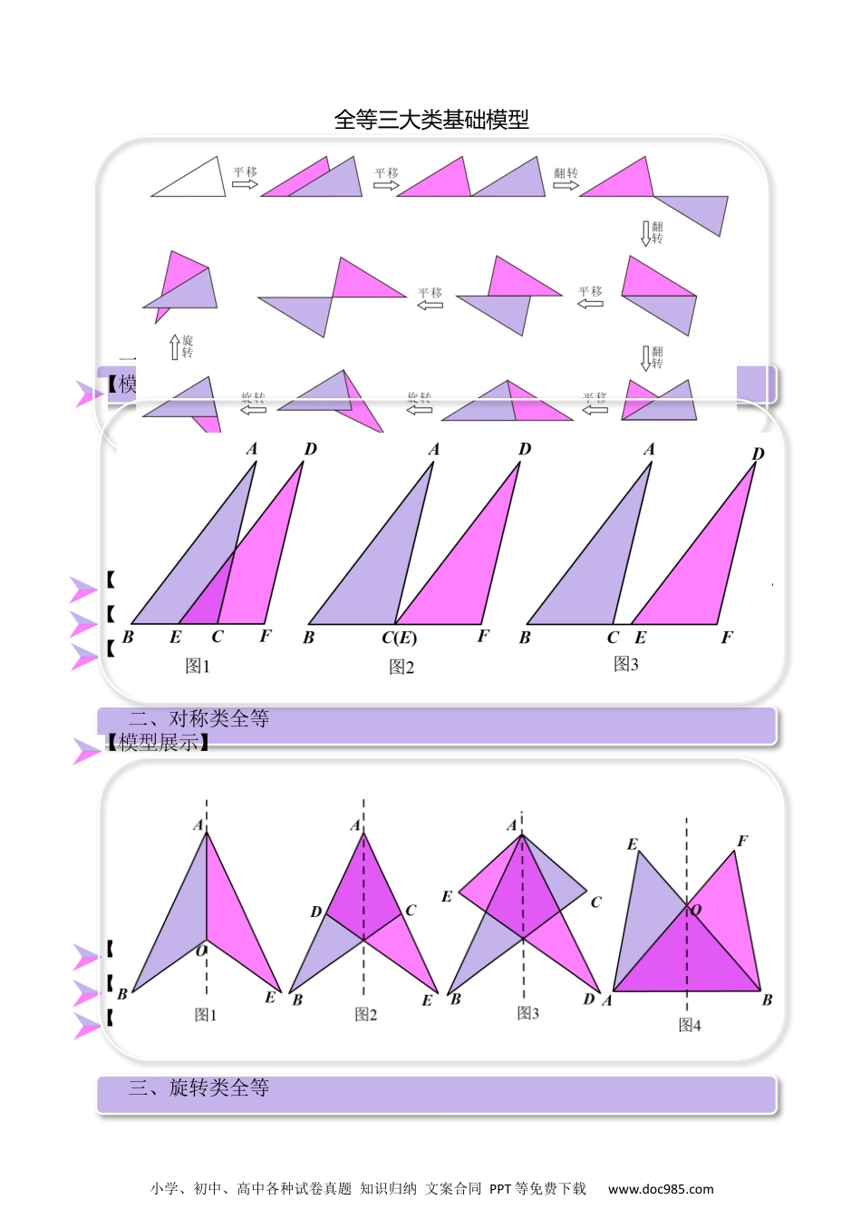 人教八年级数学上册 全等三大类基础模型.docx