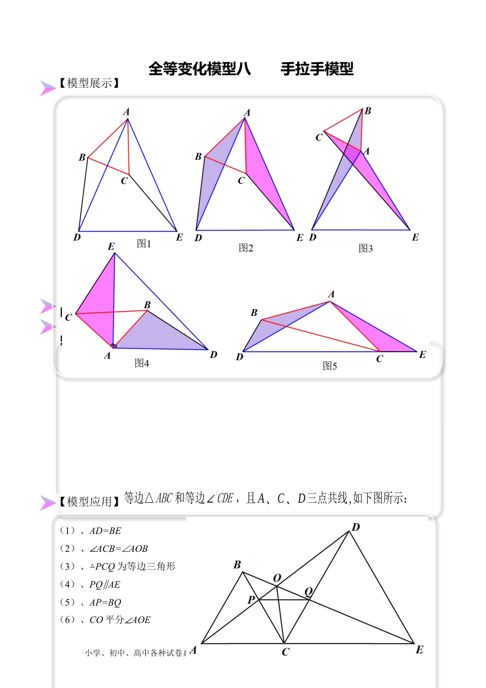 人教八年级数学上册 全等变化模型八 手拉手模型（解析版）.docx