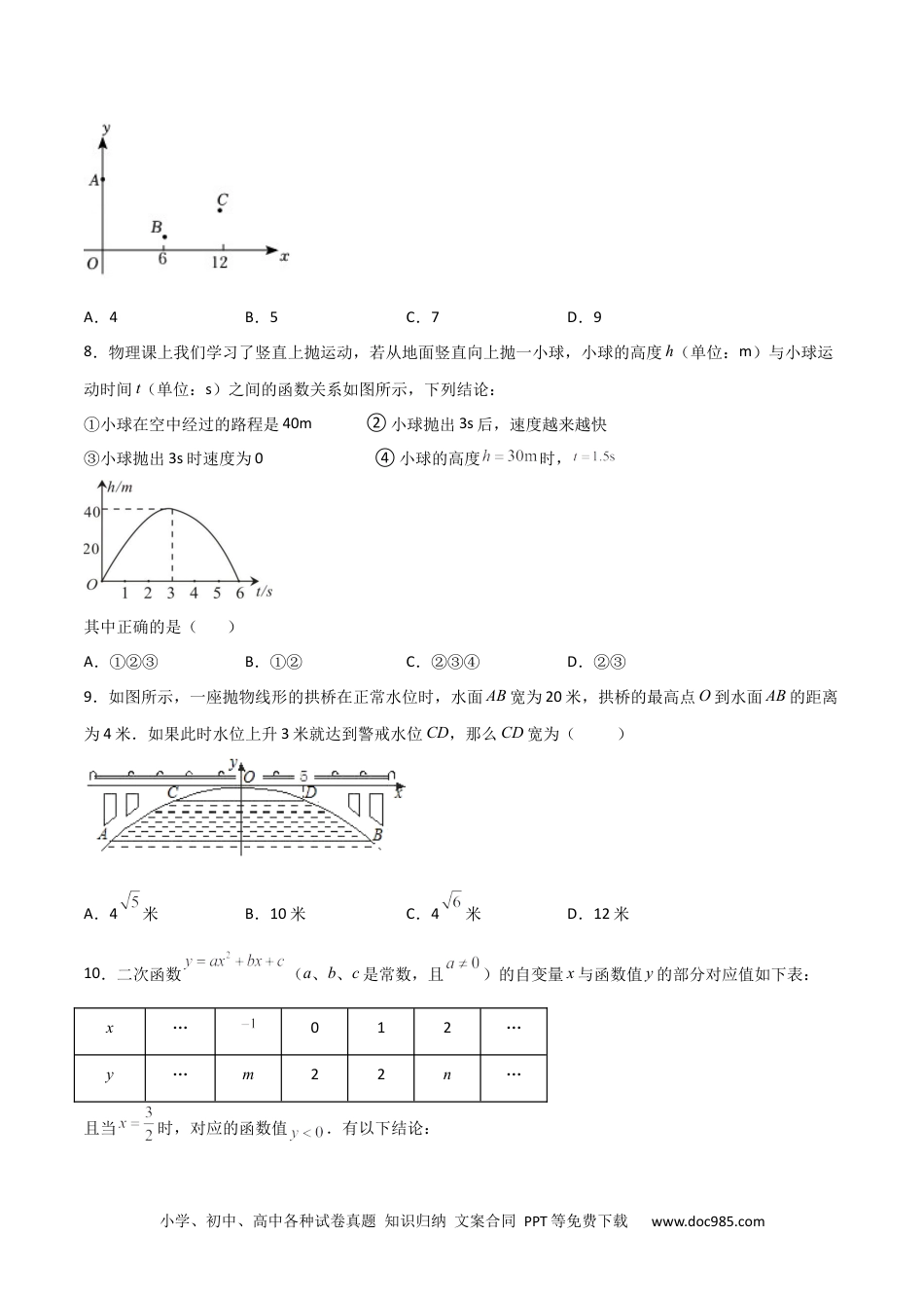 人教九年级数学上册  【单元测试】第二十二章 二次函数（综合能力拔高卷）（原卷版）.docx