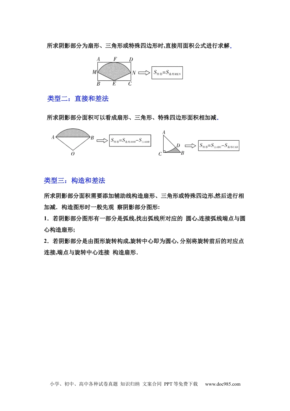 人教九年级数学下册  专项24 与圆有关计算（三大考点+5种类型阴影面积）（原卷版）.docx