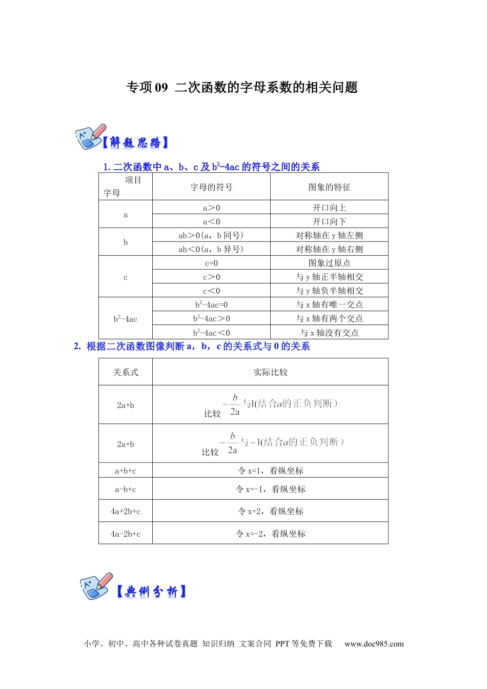 人教九年级数学下册  专项09  二次函数的字母系数的相关问题（解析版）.docx