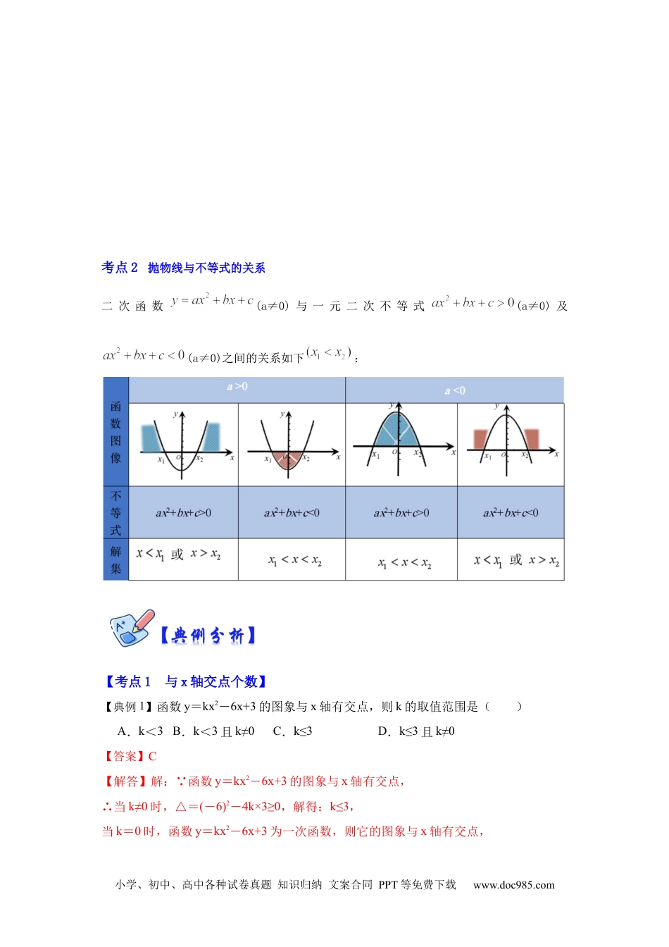 人教九年级数学下册  专项07 二次函数与方程、不等式（解析版）.docx