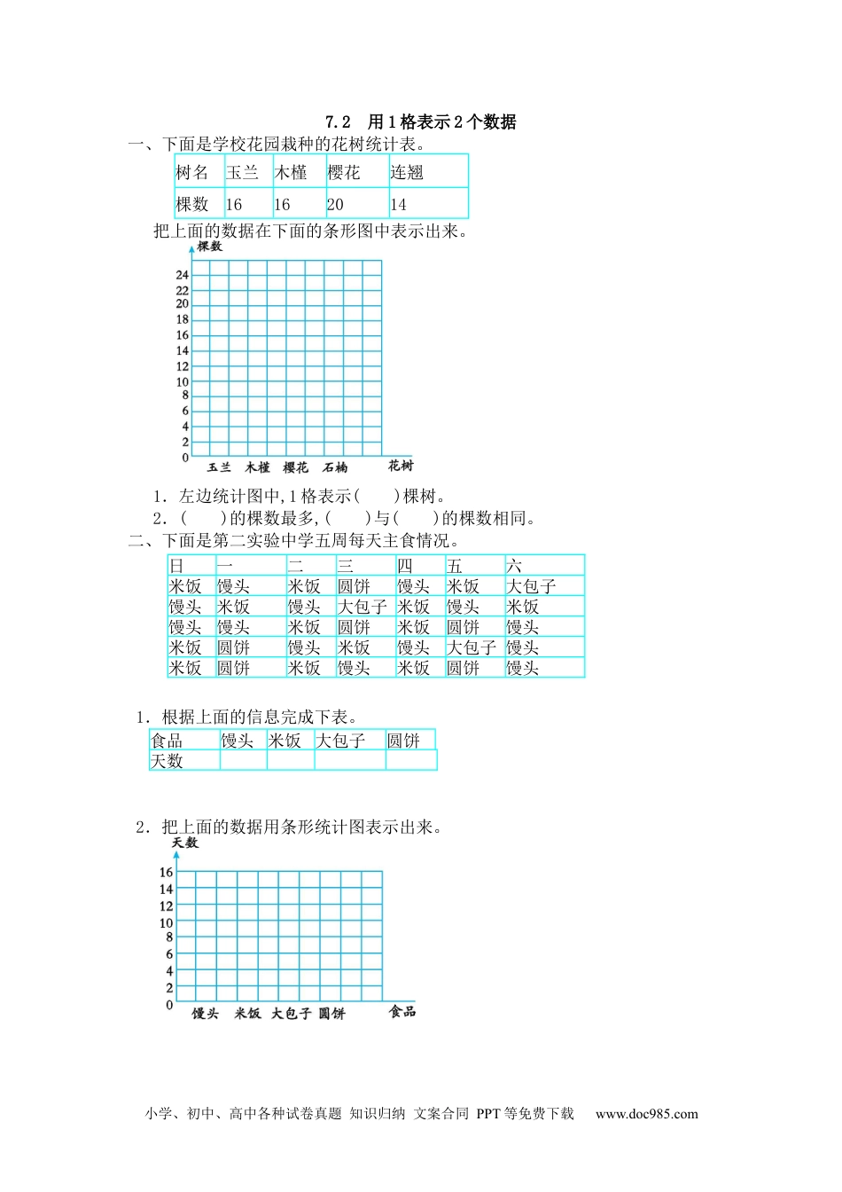 小学四年级数学上册7.2 用1格表示2个数据.docx