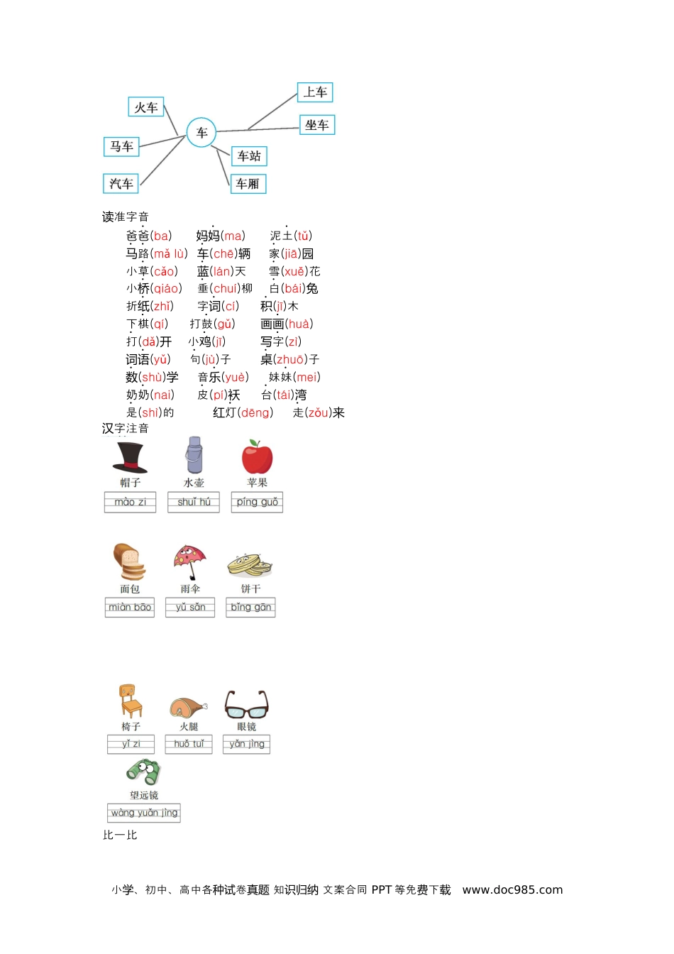 小学一年级语文上册第二、三单元知识小结 (1).docx