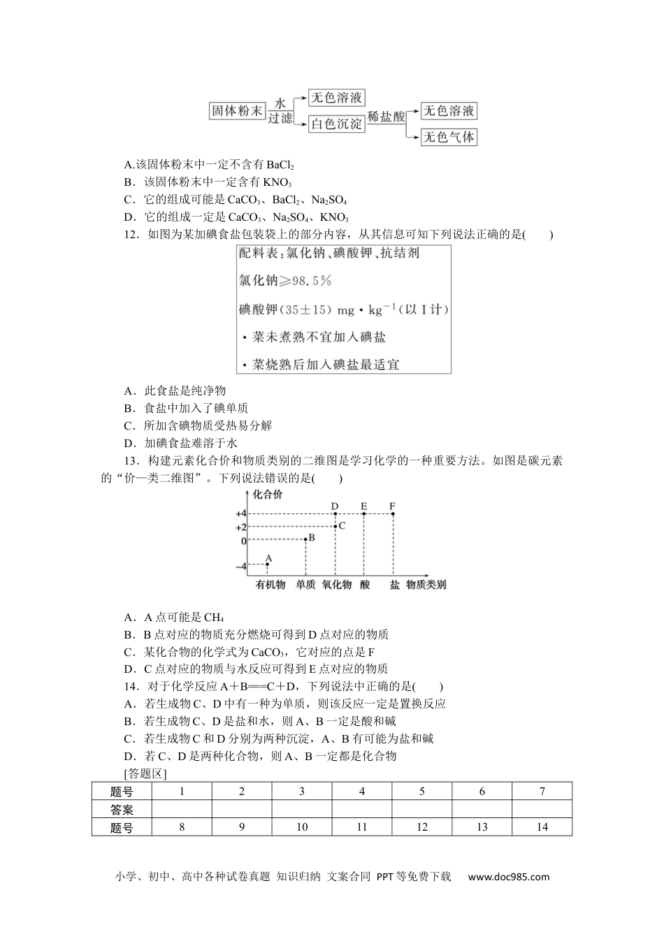 高中 化学·必修第一册（鲁科版）课时作业（word）课时作业8.docx