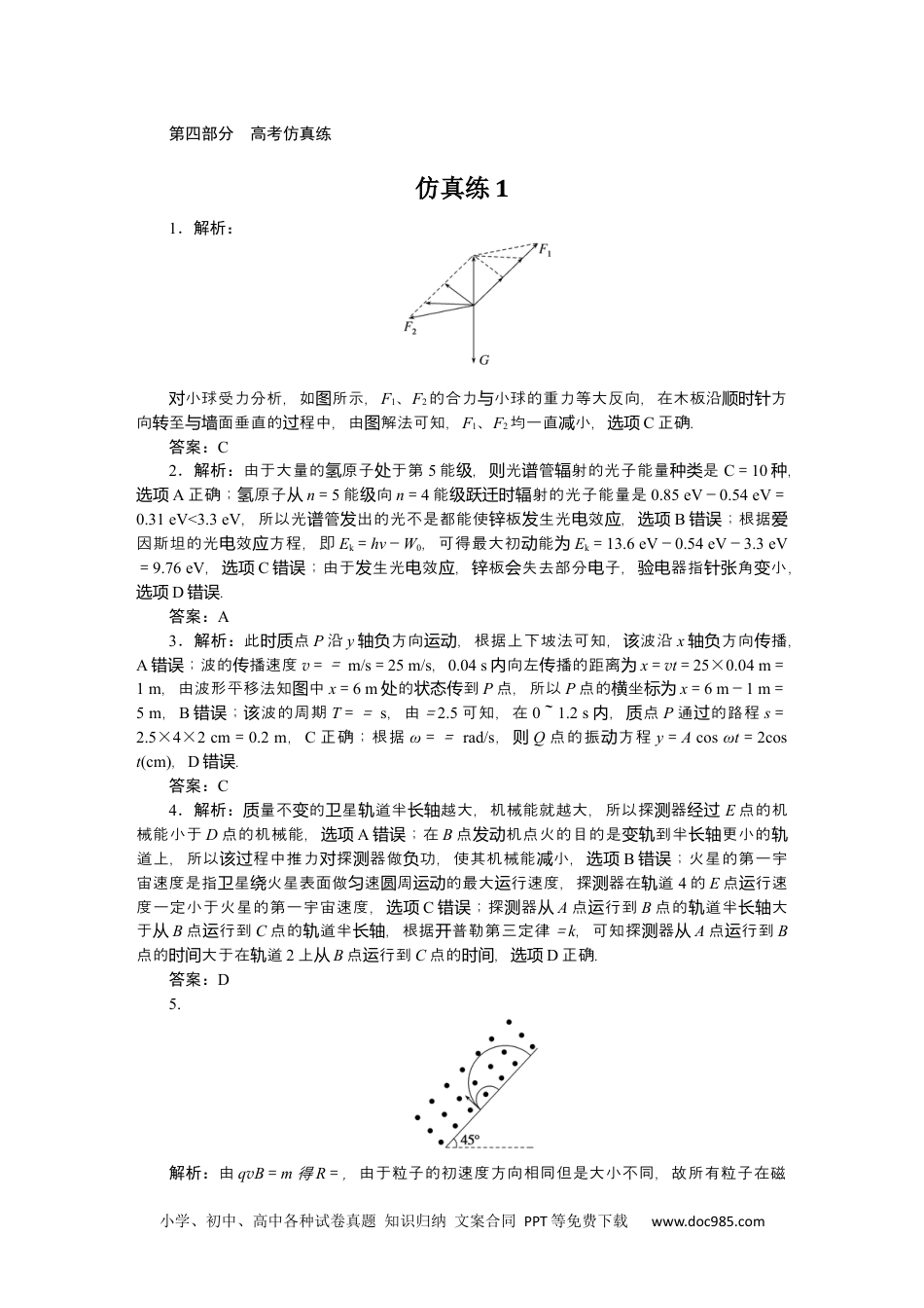 高中 2023二轮专项分层特训卷·物理【新教材】辽宁专版高考仿真练答案.docx