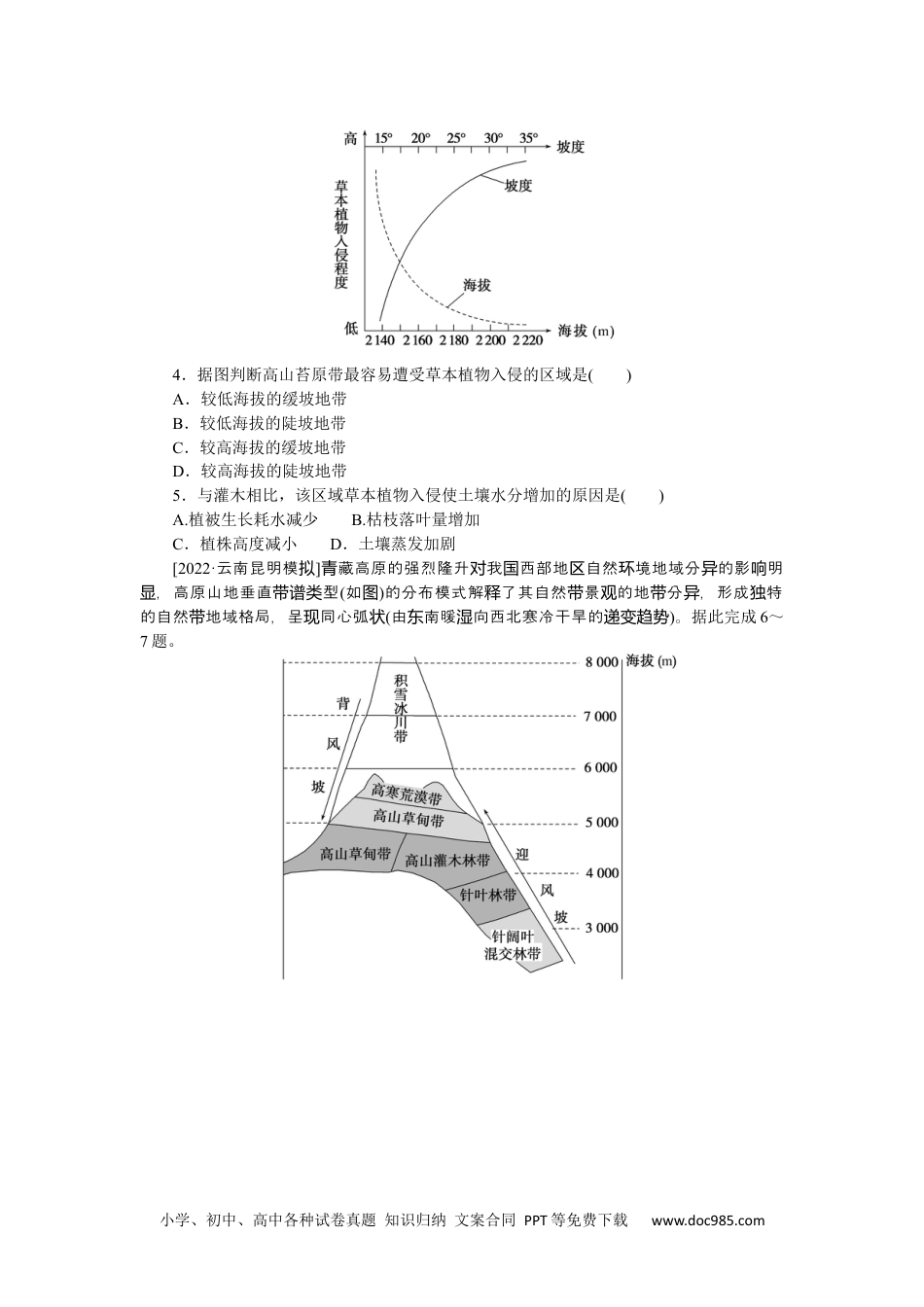 高中 2023二轮专项分层特训卷•地理【新教材】微考点30　垂直地域分异.docx