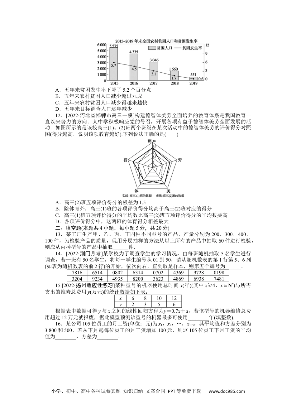 高中 2023二轮专项分层特训卷•数学·文科【统考版】客观题专练 15.docx