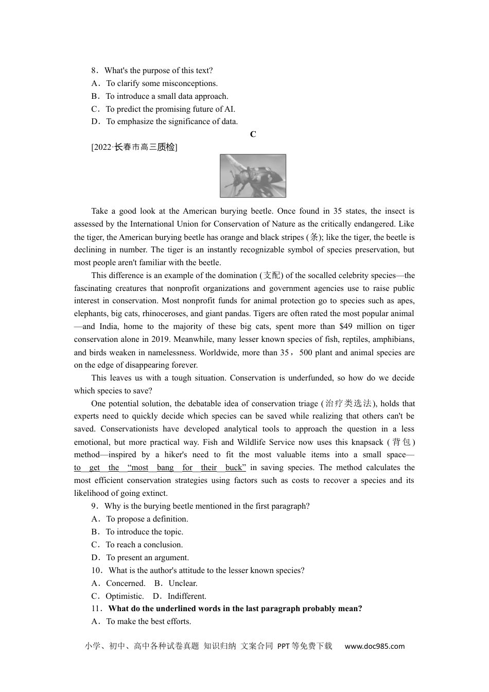 高中 2023二轮专项分层特训卷•英语【统考版】阅读理解保分练(六)　词句猜测题——代词、句意猜测类.docx