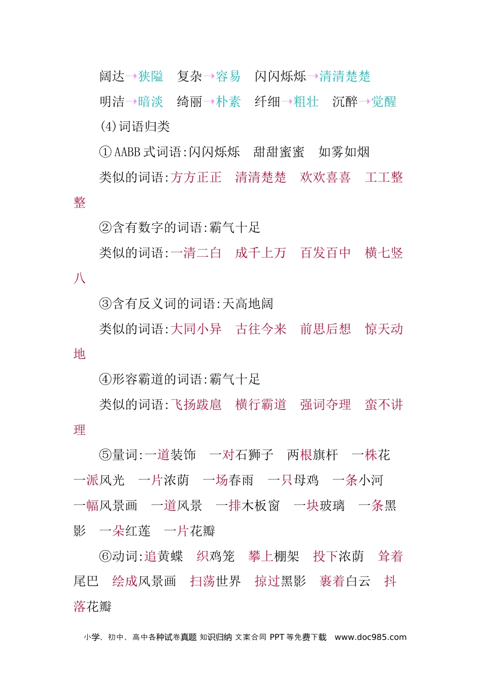 四年级下册语文 第一单元知识小结.docx