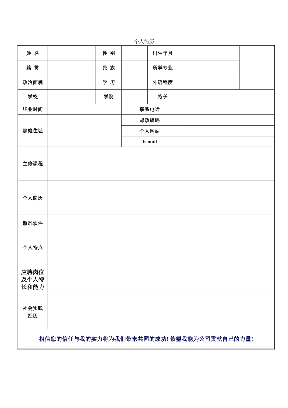 简历合集个人简历模板(460)简历合集 个人简历模板 免费下载.doc