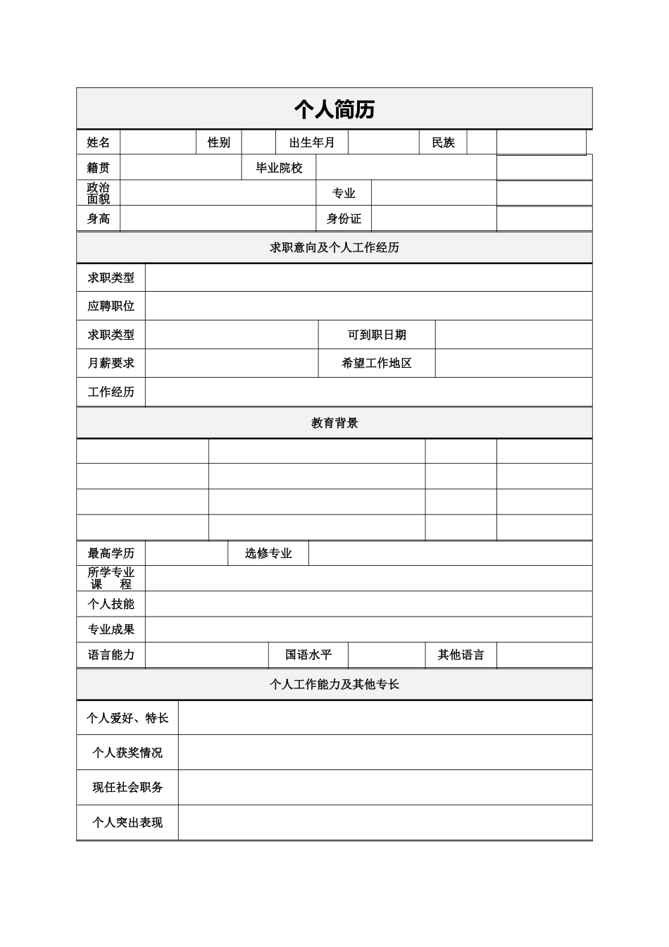 简历合集个人简历模板(142)简历合集 个人简历模板 免费下载.doc